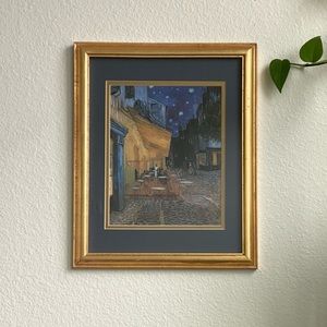 Vintage Van Gogh Café Terrace at Night Framed Print